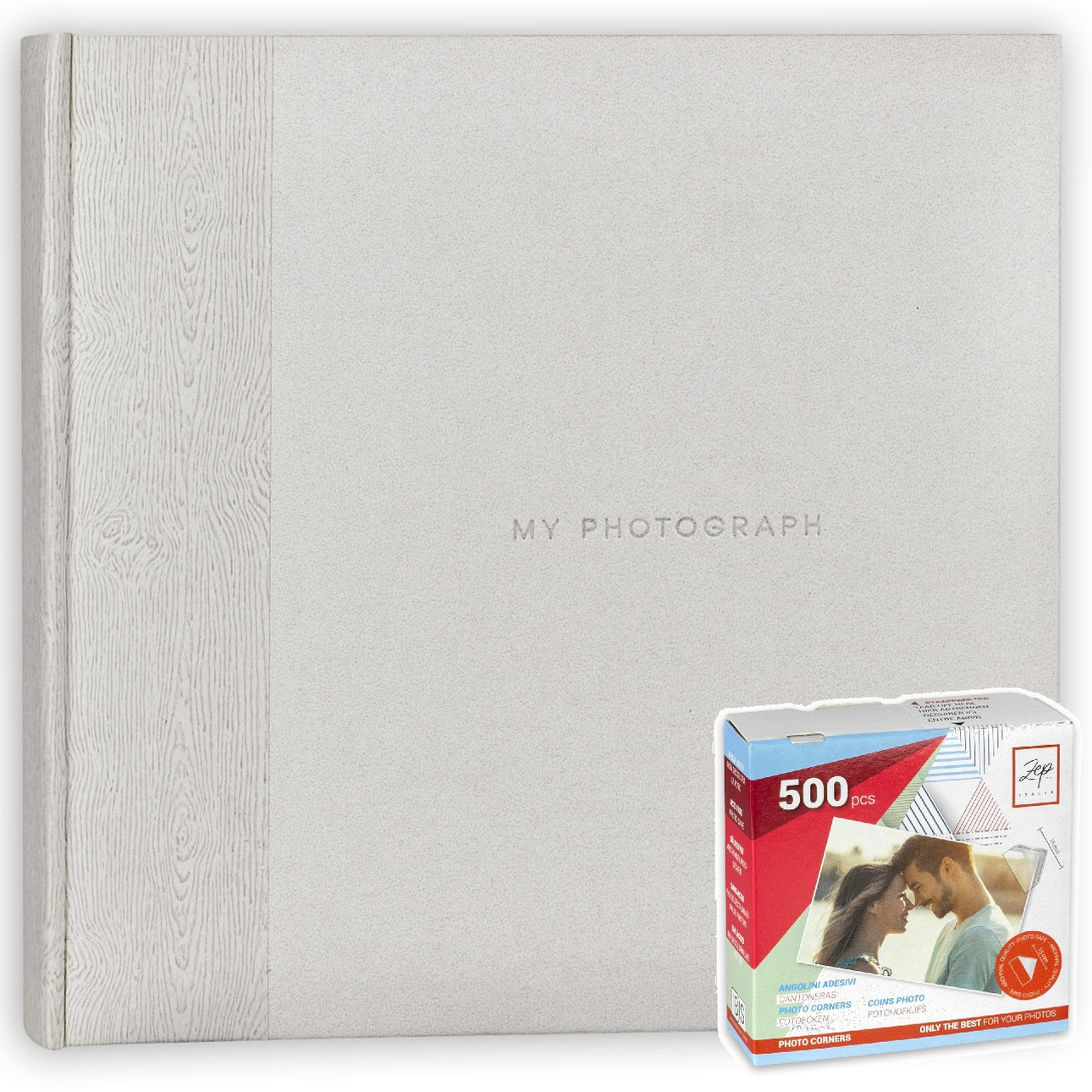 Fotoboek-fotoalbum Luis met 20 paginas wit 24 x 24 x 2 cm inclusief plakkers