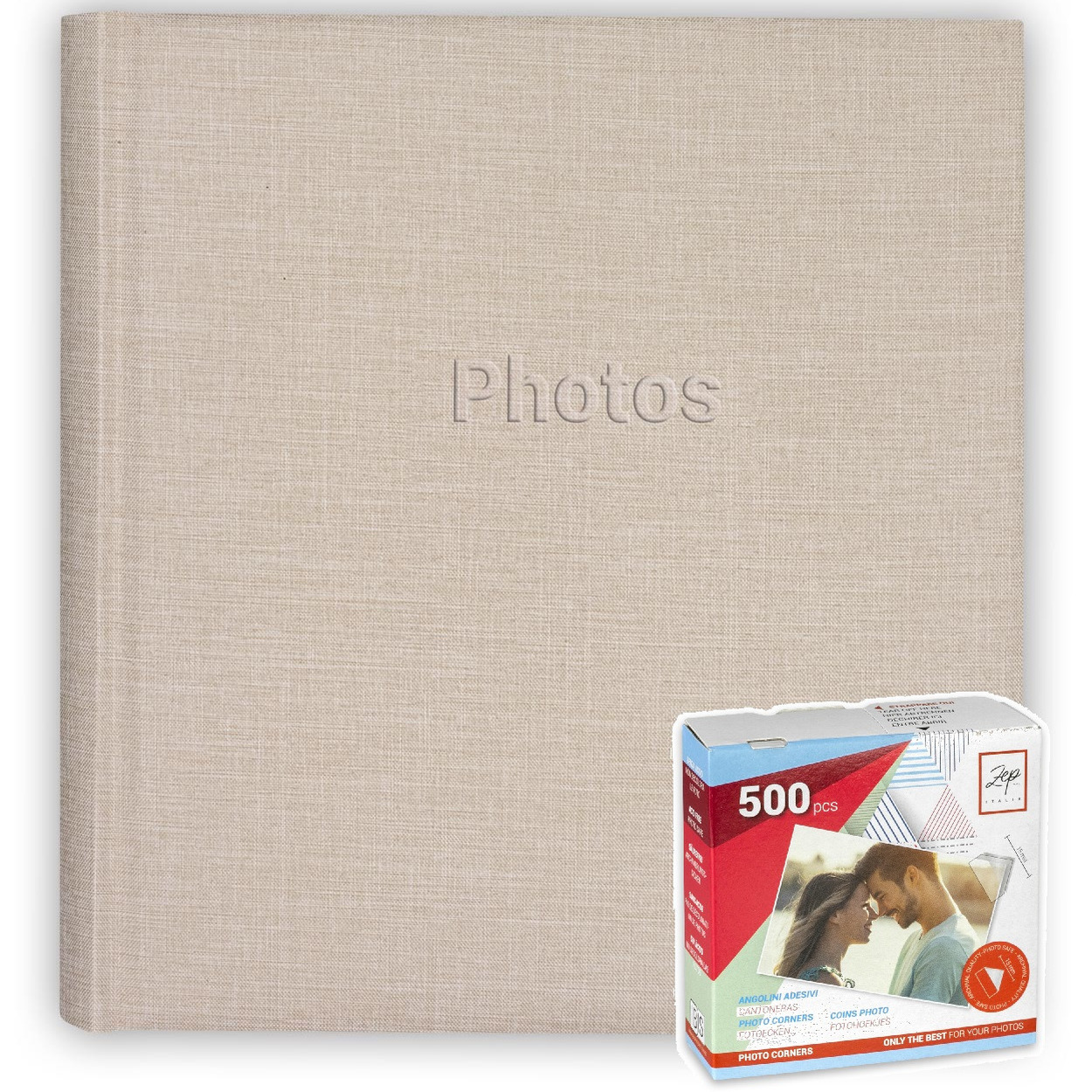 Fotoboek-fotoalbum met 30 paginas creme 29 x 31 x 4 cm inclusief plakkers