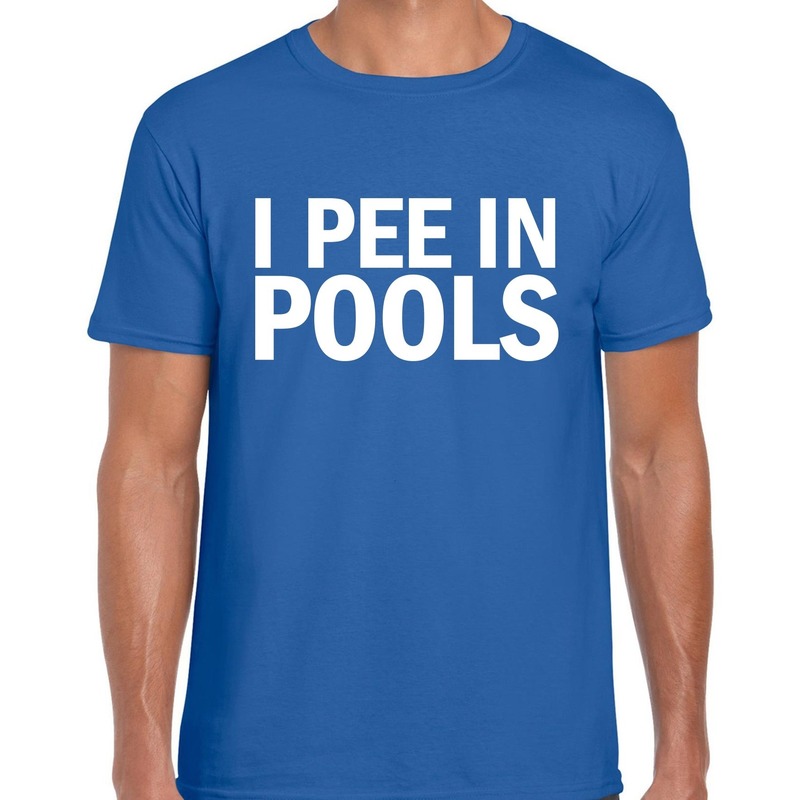 Fout I pee in pools t-shirt blauw voor heren