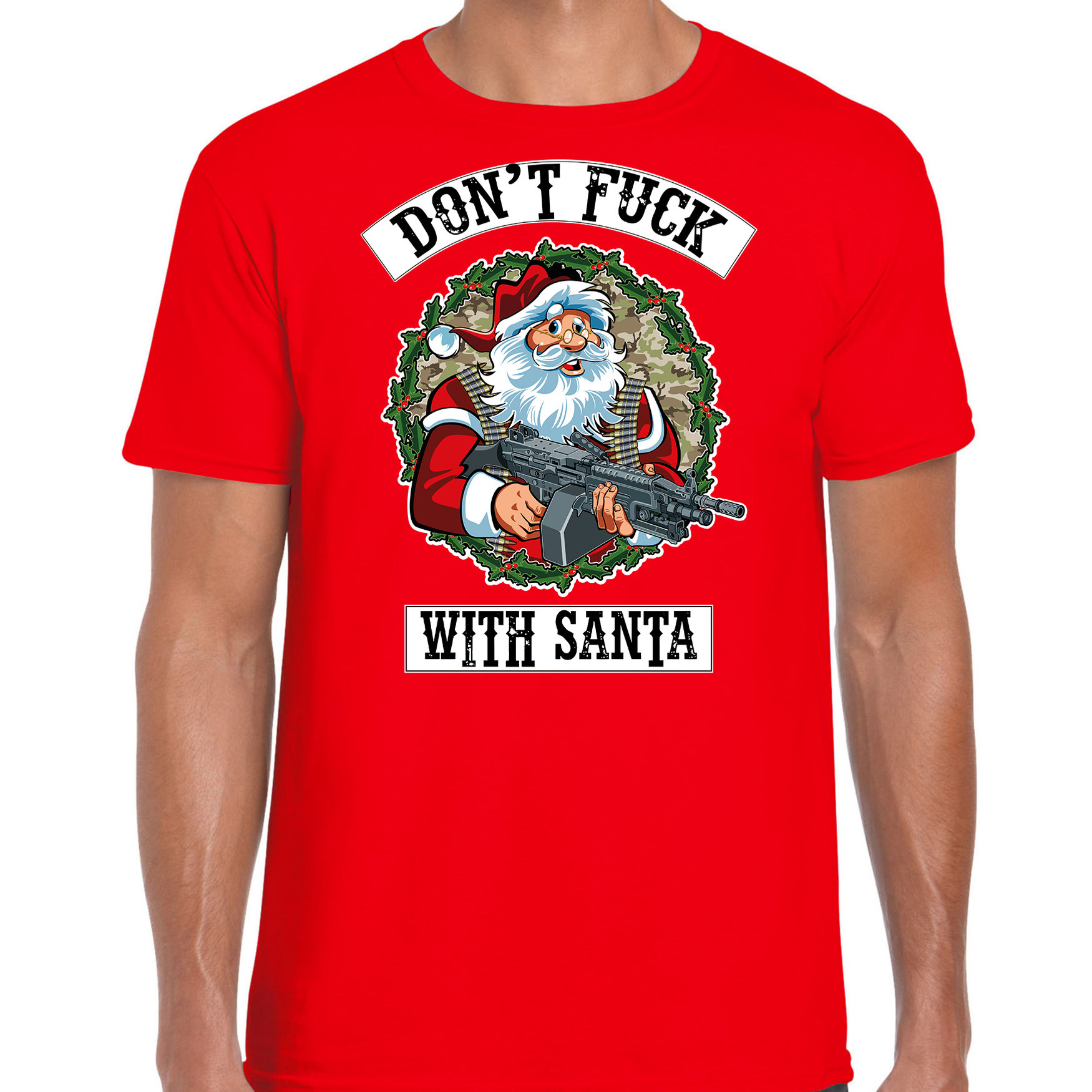 Fout Kerst t-shirt-Kerstkleding Dont fuck with Santa voor heren