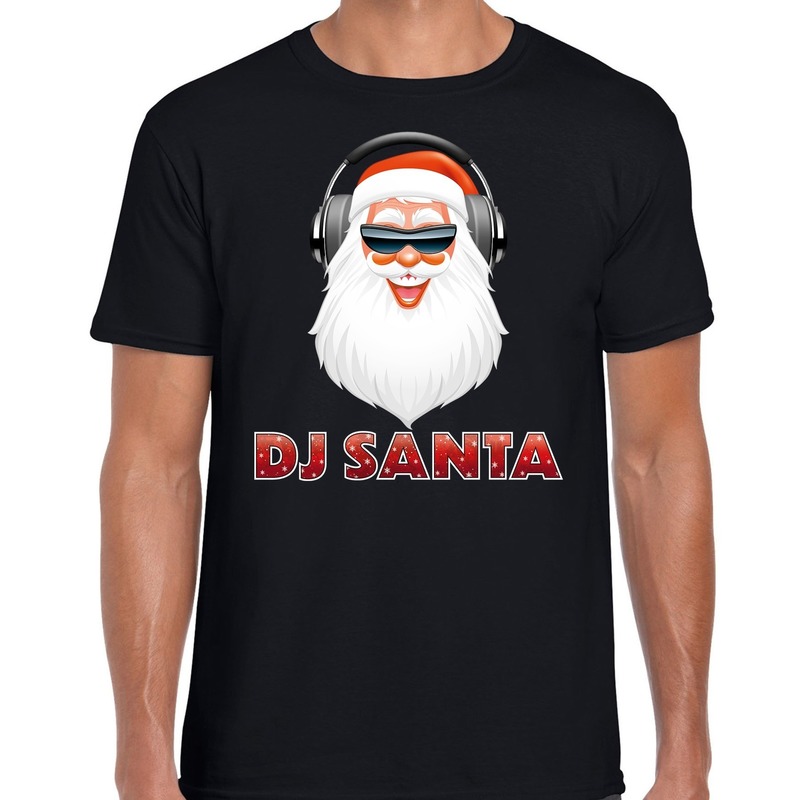 Fout kerstborrel shirt-kerstshirt DJ Santa zwart heren