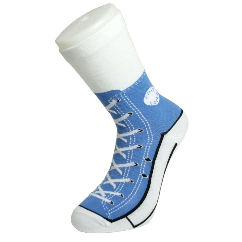 Fun foute sokken lichtblauwe basketbalschoenen-gympen print voor dames-heren maat 37-45