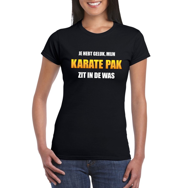 Fun t-shirt karatepak in de was zwart voor dames
