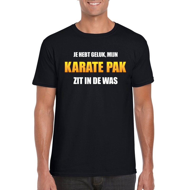 Fun t-shirt karatepak in de was zwart voor heren