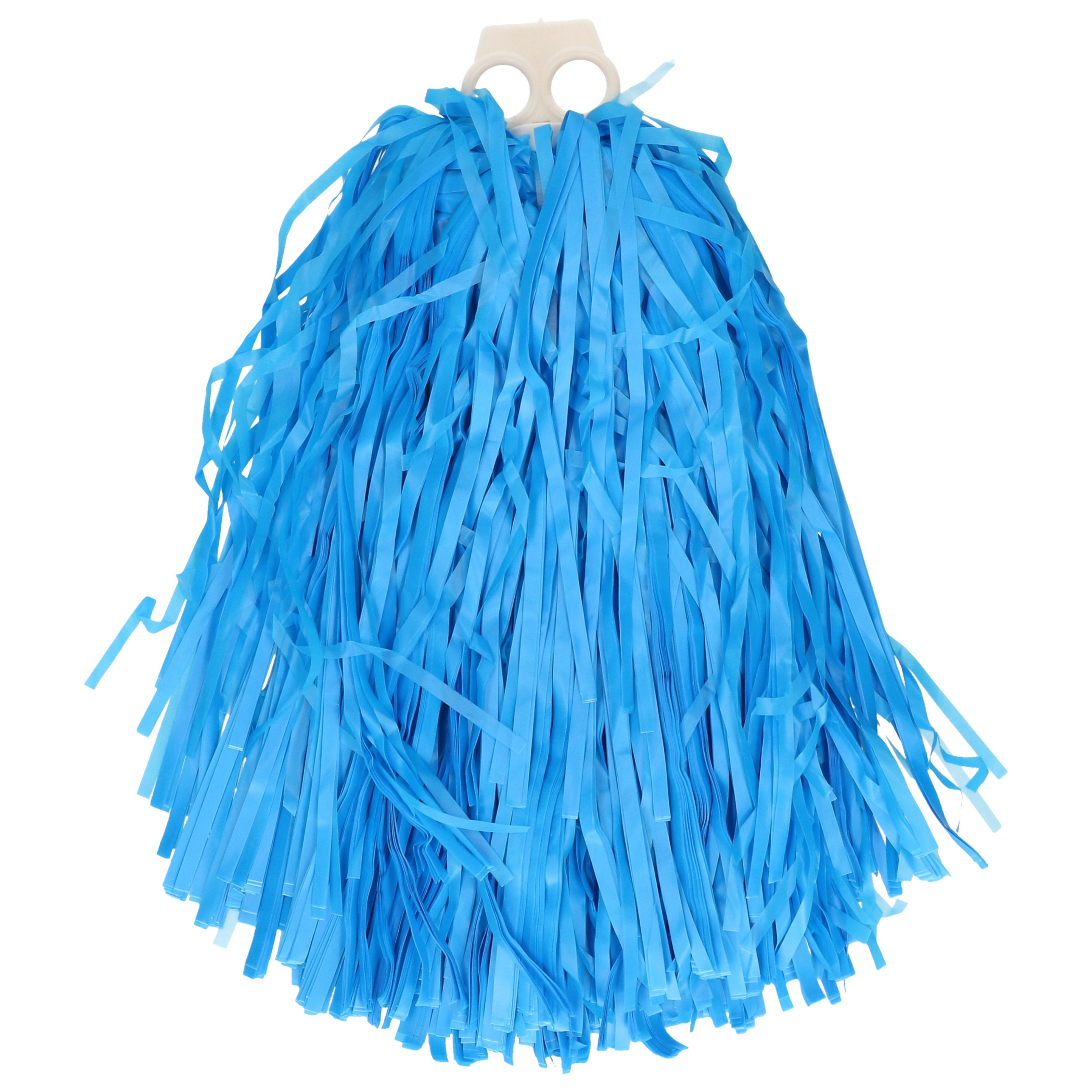 Funny Fashion Cheerballs-pompoms 1x blauw met franjes en ring handgreep 28 cm