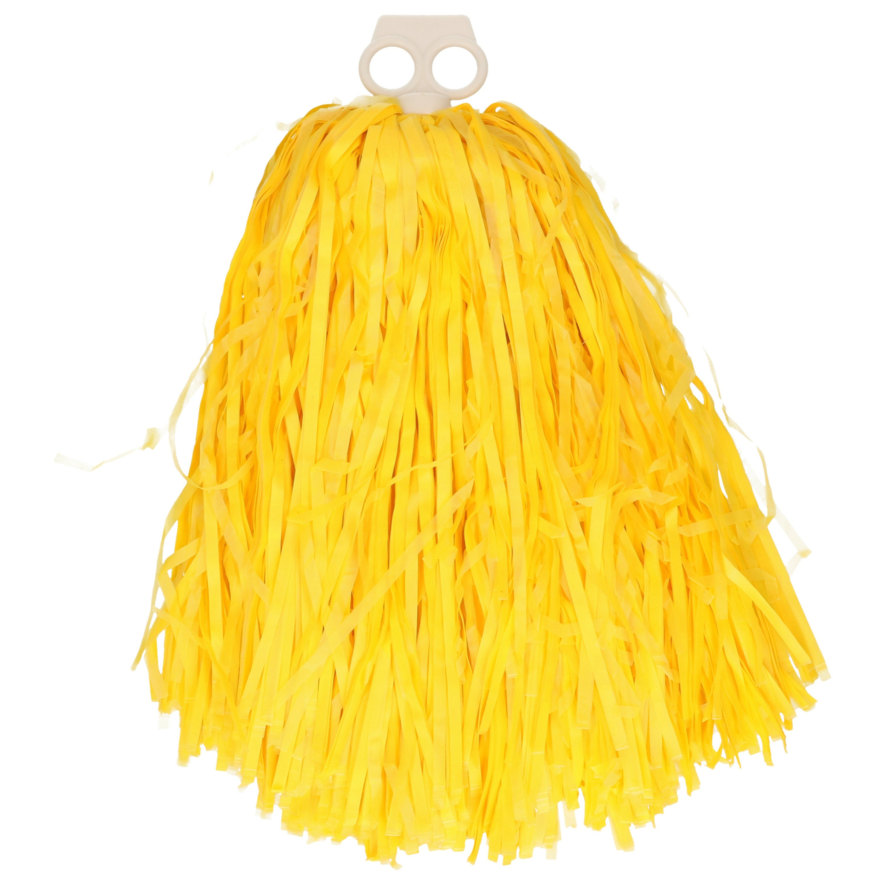 Funny Fashion Cheerballs-pompoms 1x geel met franjes en ring handgreep 28 cm