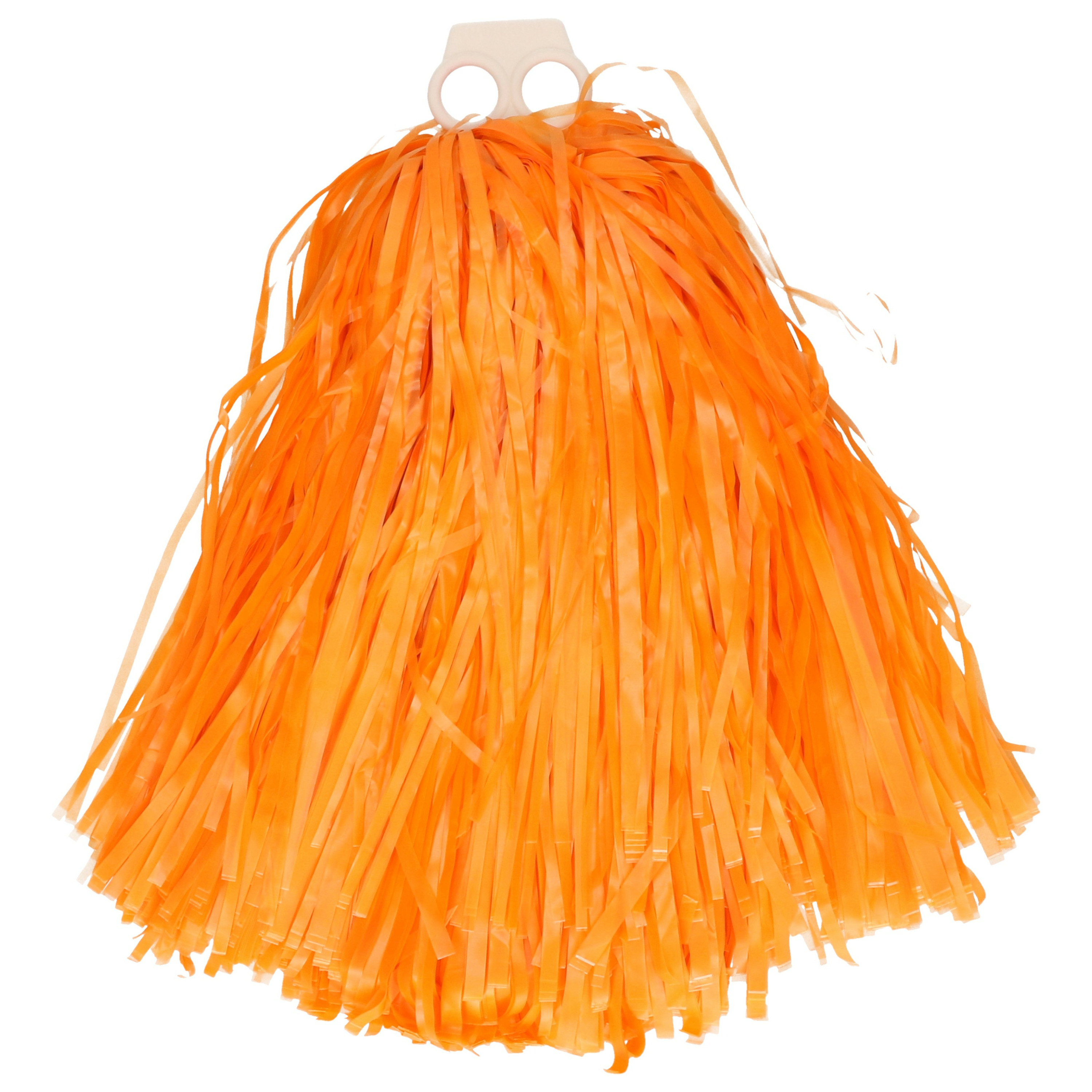 Funny Fashion Cheerballs-pompoms 1x oranje met franjes en ring handgreep 28 cm