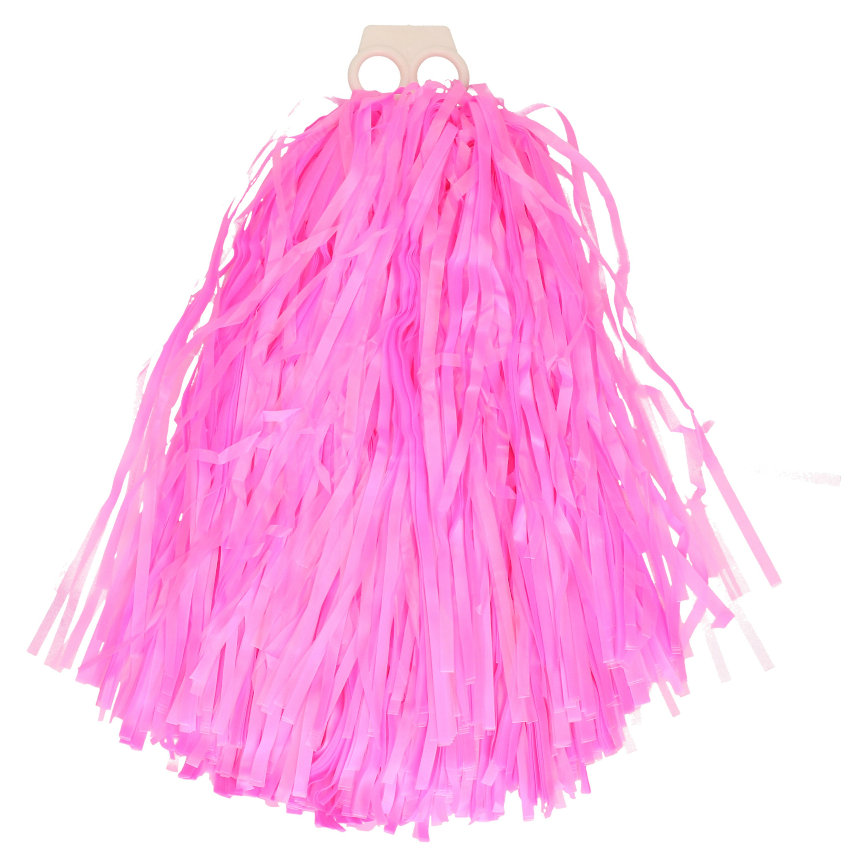 Funny Fashion Cheerballs-pompoms 1x roze met franjes en ring handgreep 28 cm