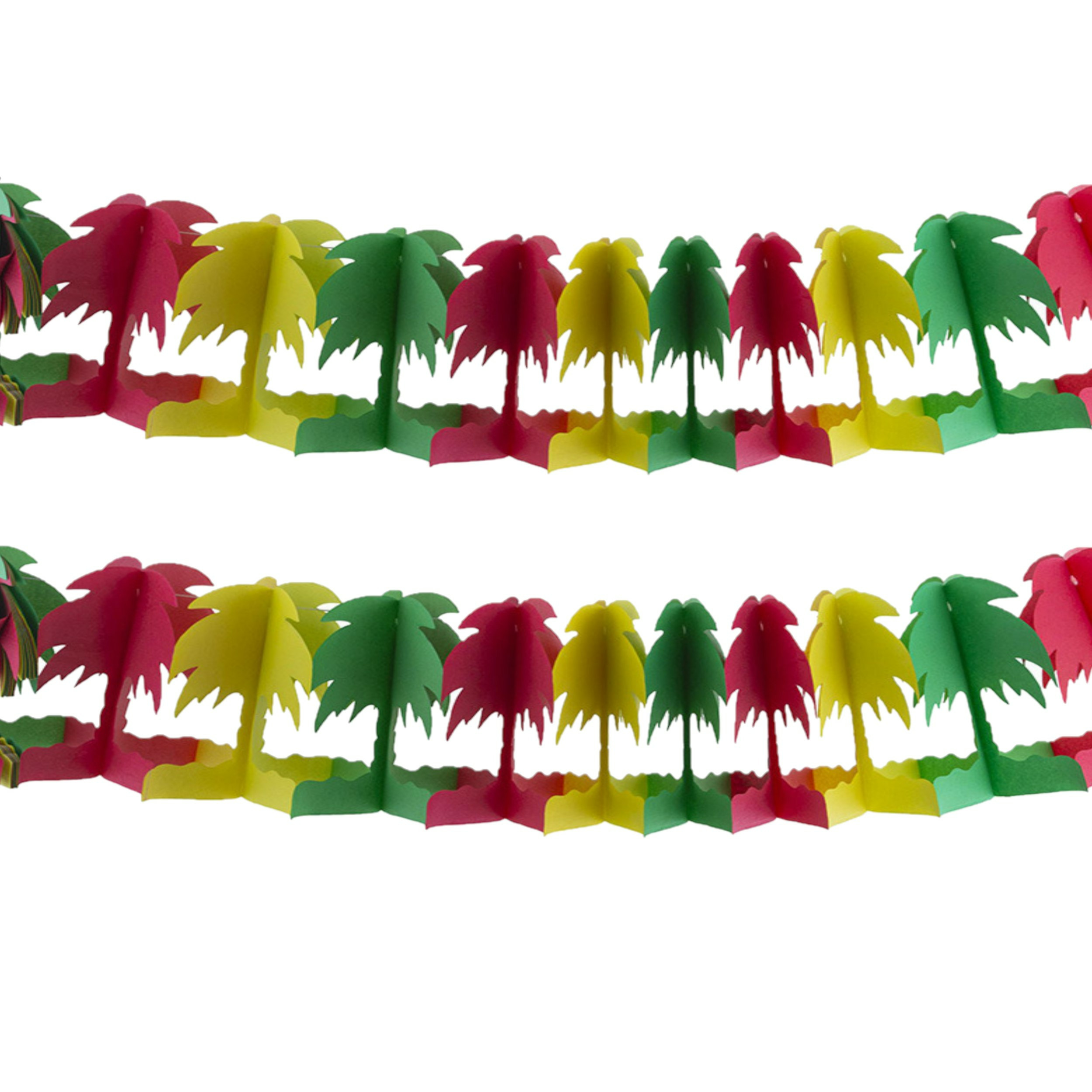 Funny Fashion Hawaii palmbomen thema feestslinger 2x gekleurd 400 cm papier