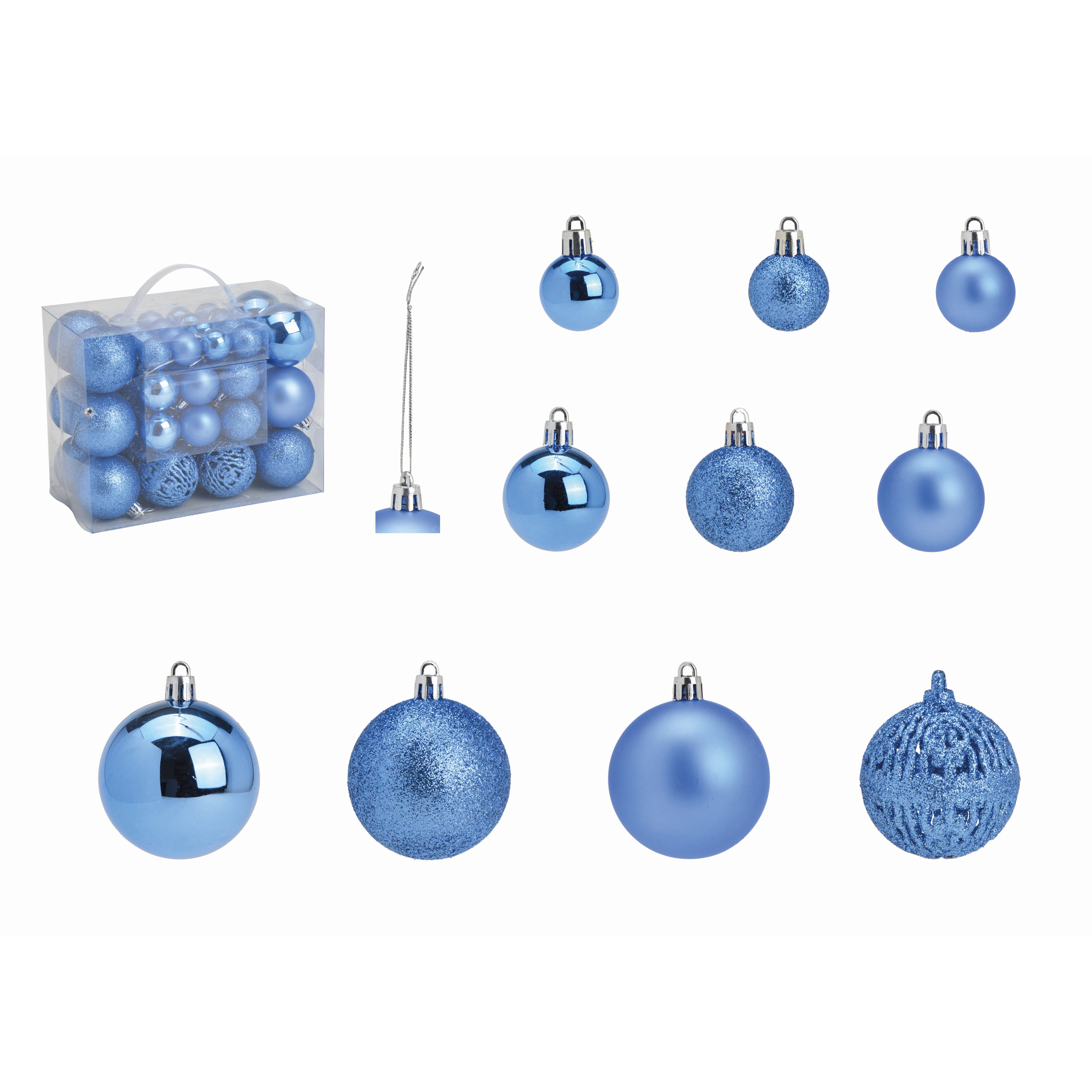 G. Wurm kerstballen 50x stuks 3, 4 en 6 cm blauw kunststof