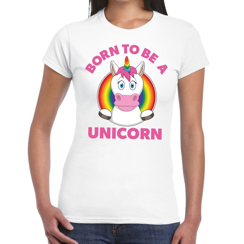 Gay pride born to be a unicorn t-shirt wit dames