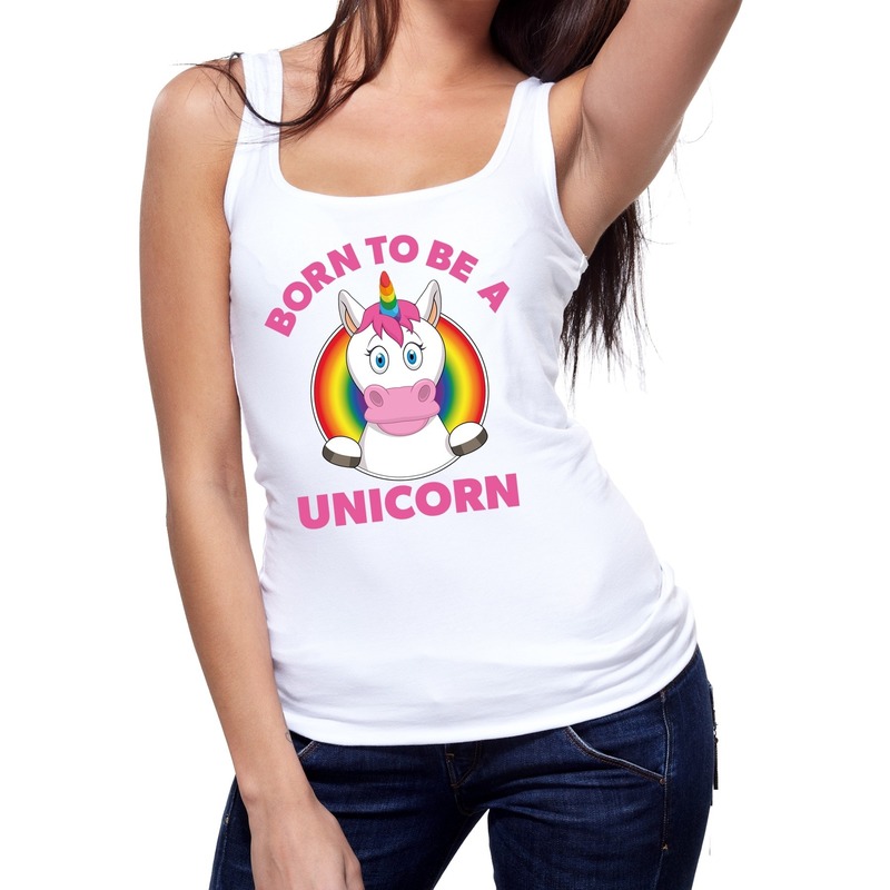 Gay pride born to be a unicorn tanktop wit dames