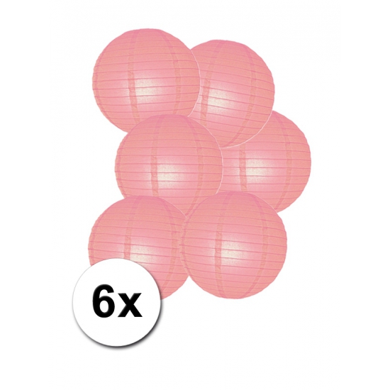Geboorte versiering lampionnen roze 6x