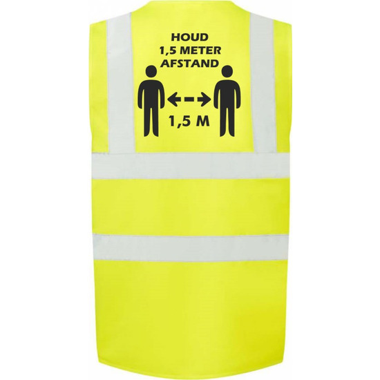 Geel Corona veiligheidsvest 1,5 meter afstand werkkleding voor volwassenen