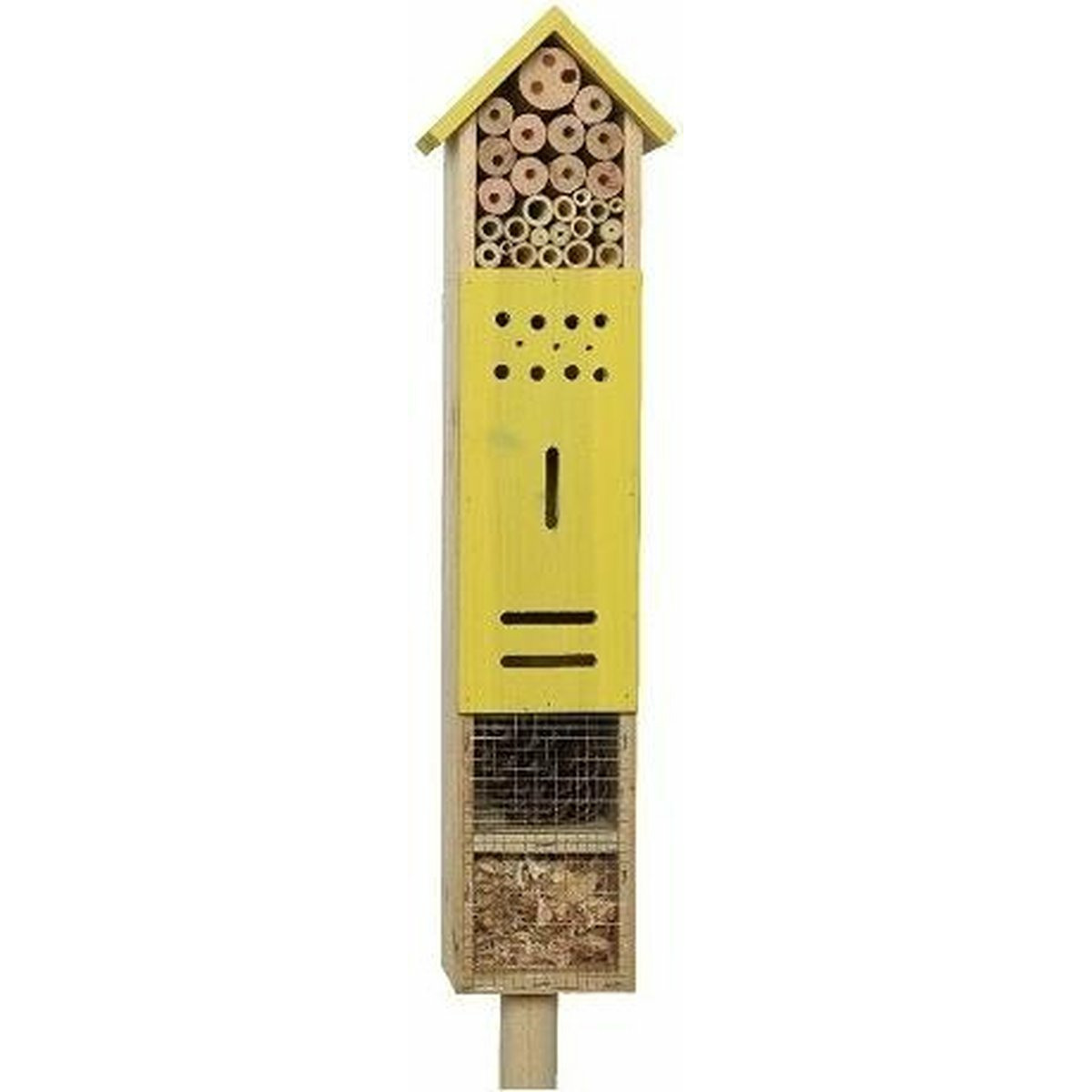 Geel huisje voor insecten 118 cm vlinderhuis-bijenhuis-wespenhotel