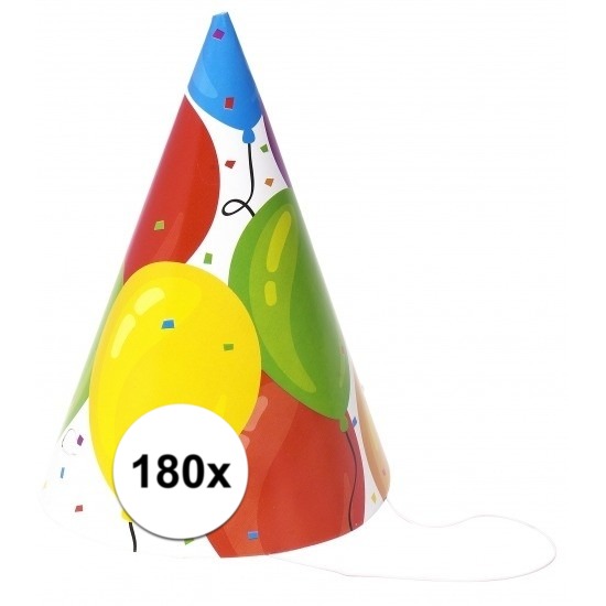 Gekleurde ballonnen feesthoedjes 180 stuks