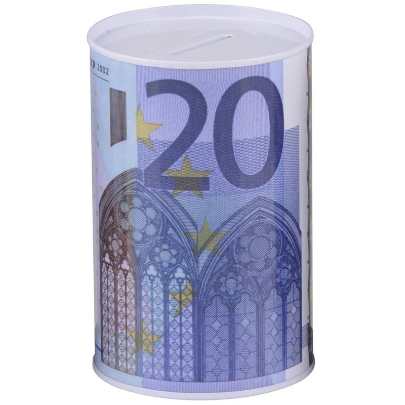 Geld 20 euro biljet spaarpotje 8 x 11 cm