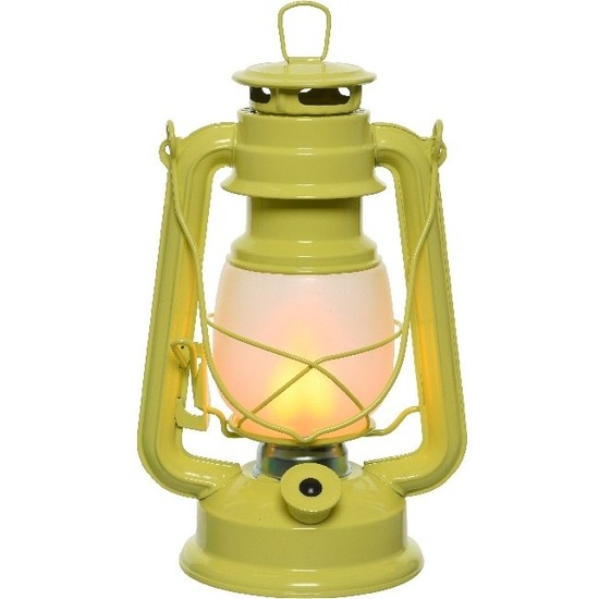 Gele camping lantaarn 24 cm vuur effect LED licht