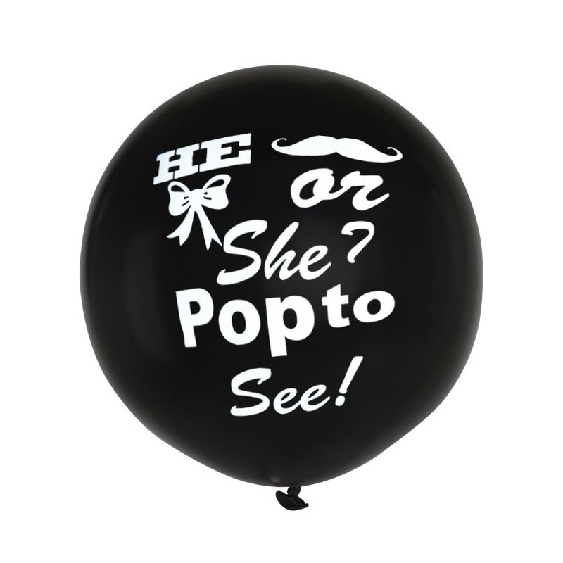 Gender reveal party/feestje mega ballon zwart 91 cm