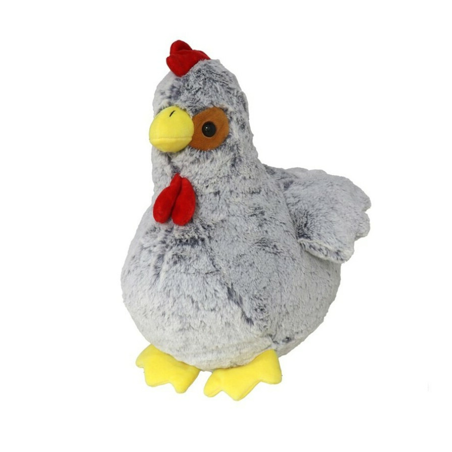 Gerimport Pluche kip knuffel 20 cm grijs boederijdieren kippen knuffels