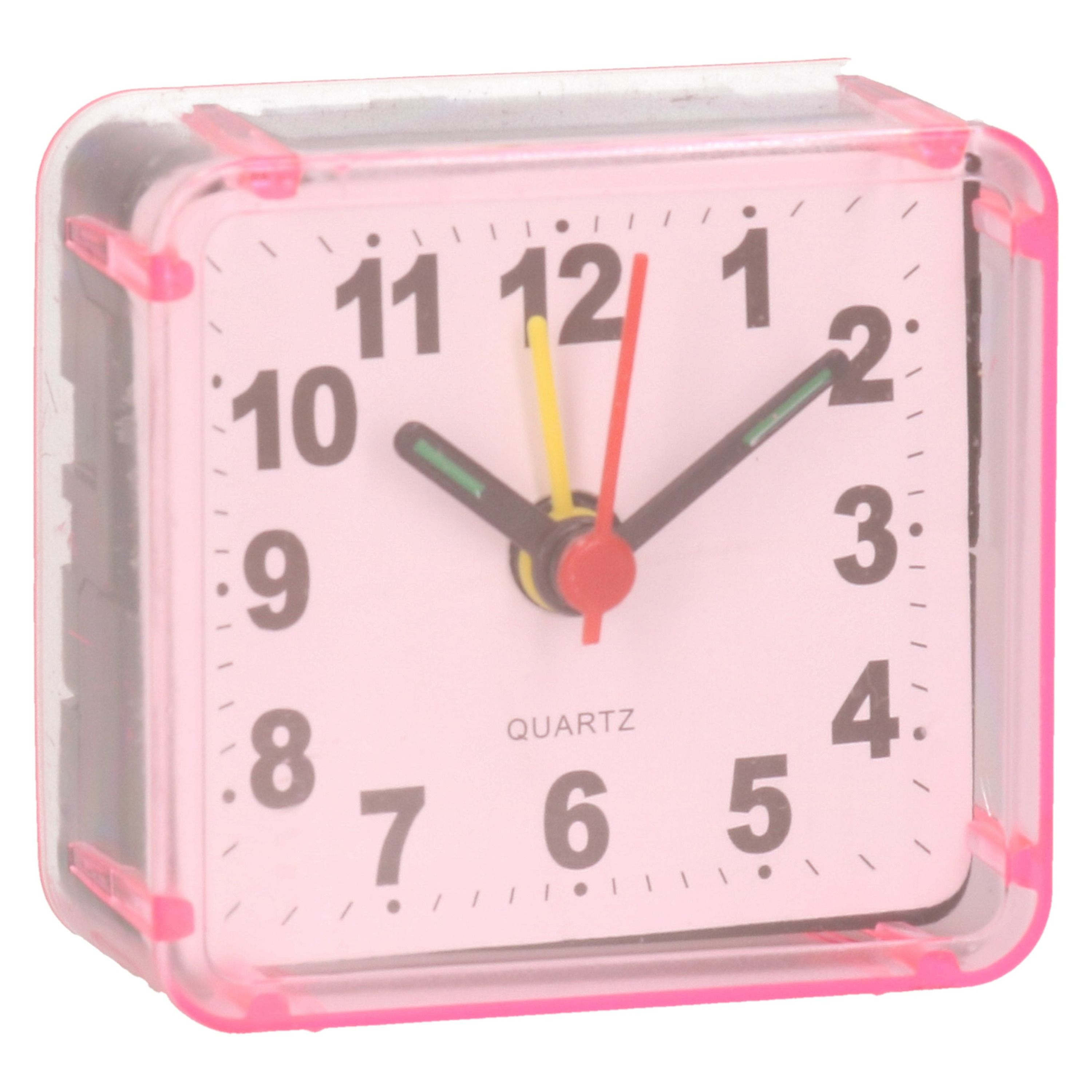 Gerimport Reiswekker-alarmklok analoog roze kunststof 6 x 3 cm klein model