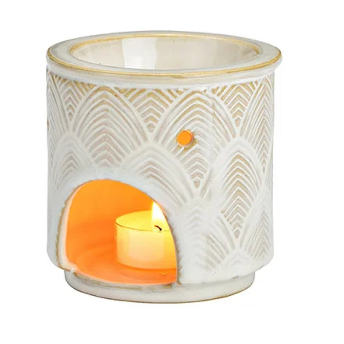 Geurbrander voor amberblokjes-geurolie keramiek creme wit 10 x 10 x 10 cm