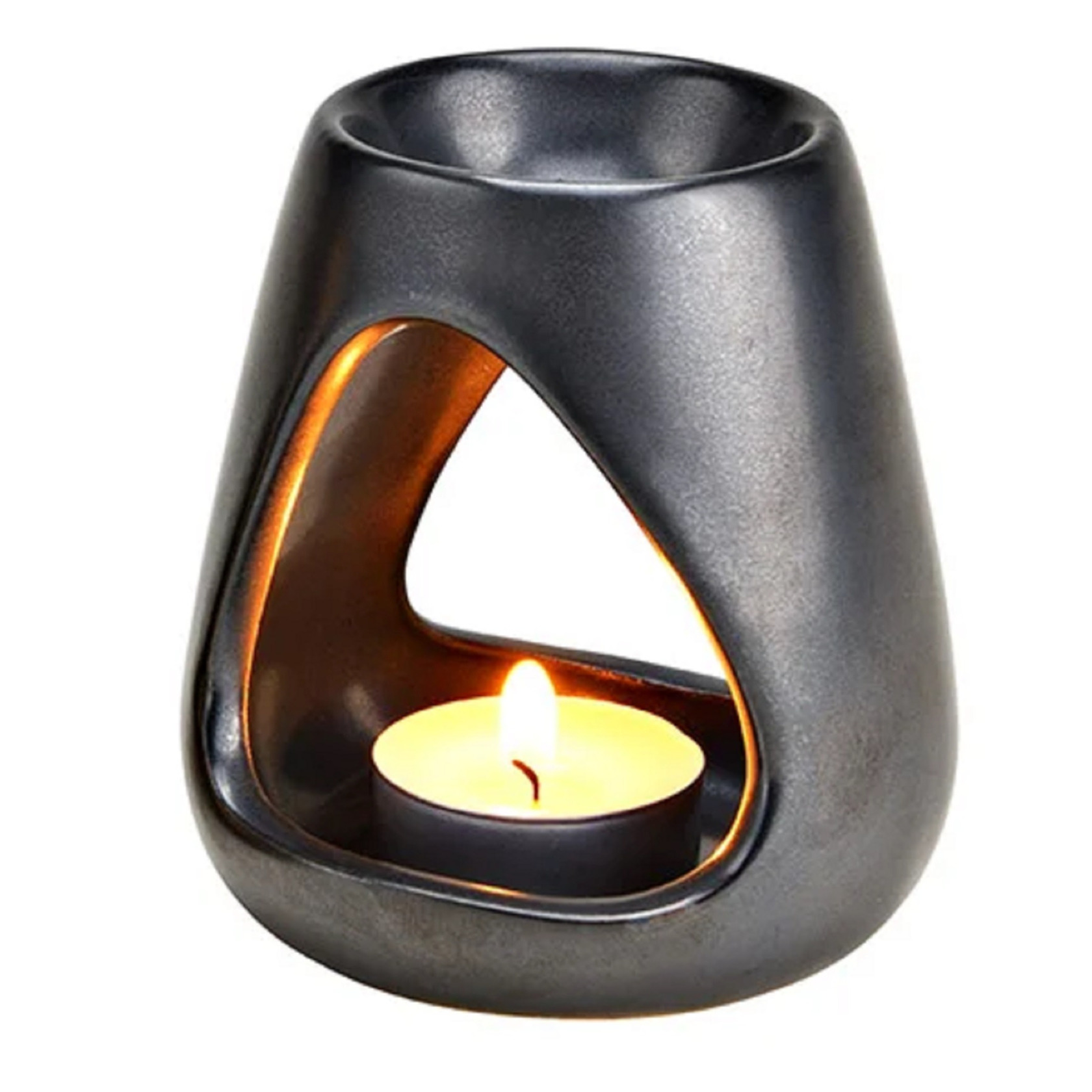 Geurbrander voor amberblokjes-geurolie keramiek zilver 9 x 10 x 9 cm
