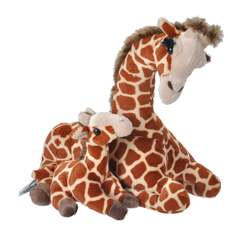 Gevlekte giraffe met baby knuffels 38 cm knuffeldieren