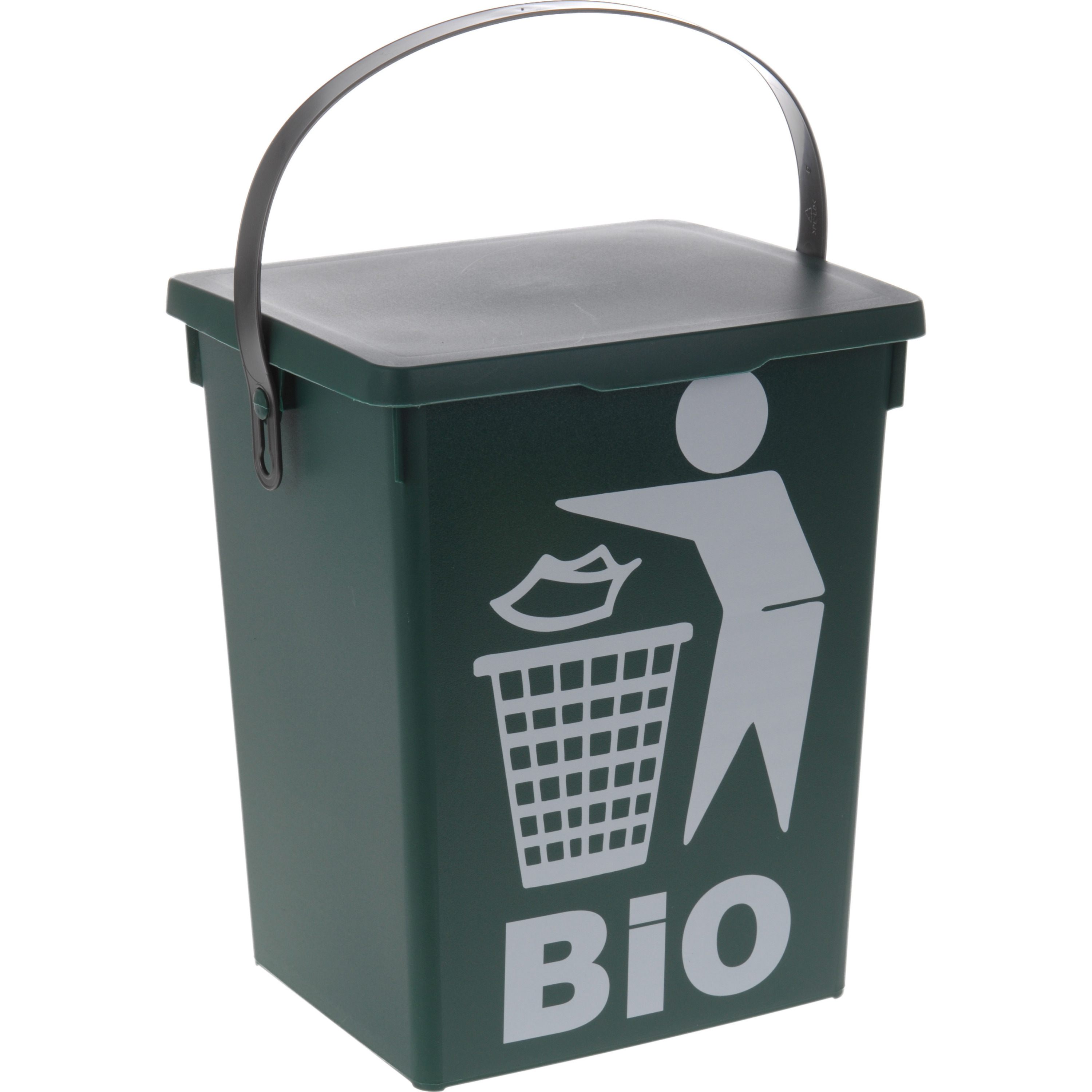 Gft afvalbakje voor aanrecht 5L groen afsluitbaar 16,5 x 18 x 24 cm compostbak