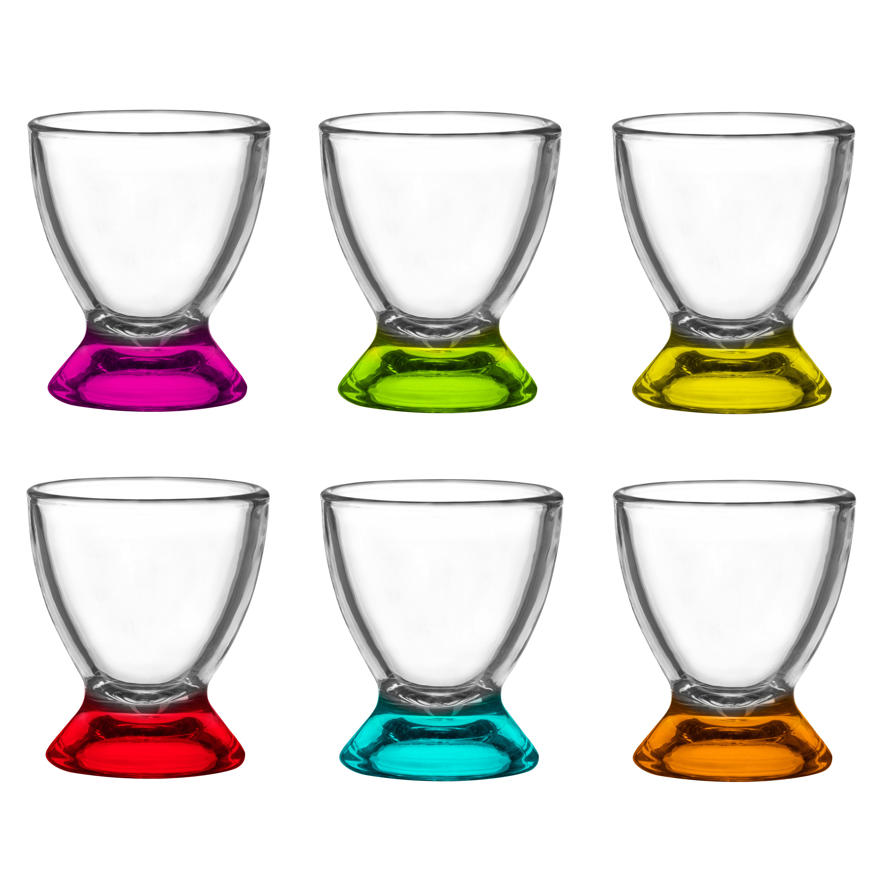 Glasmark Shotglaasjes-borrelglazen glas gekleurde onderzijde 6x stuks 35 ml