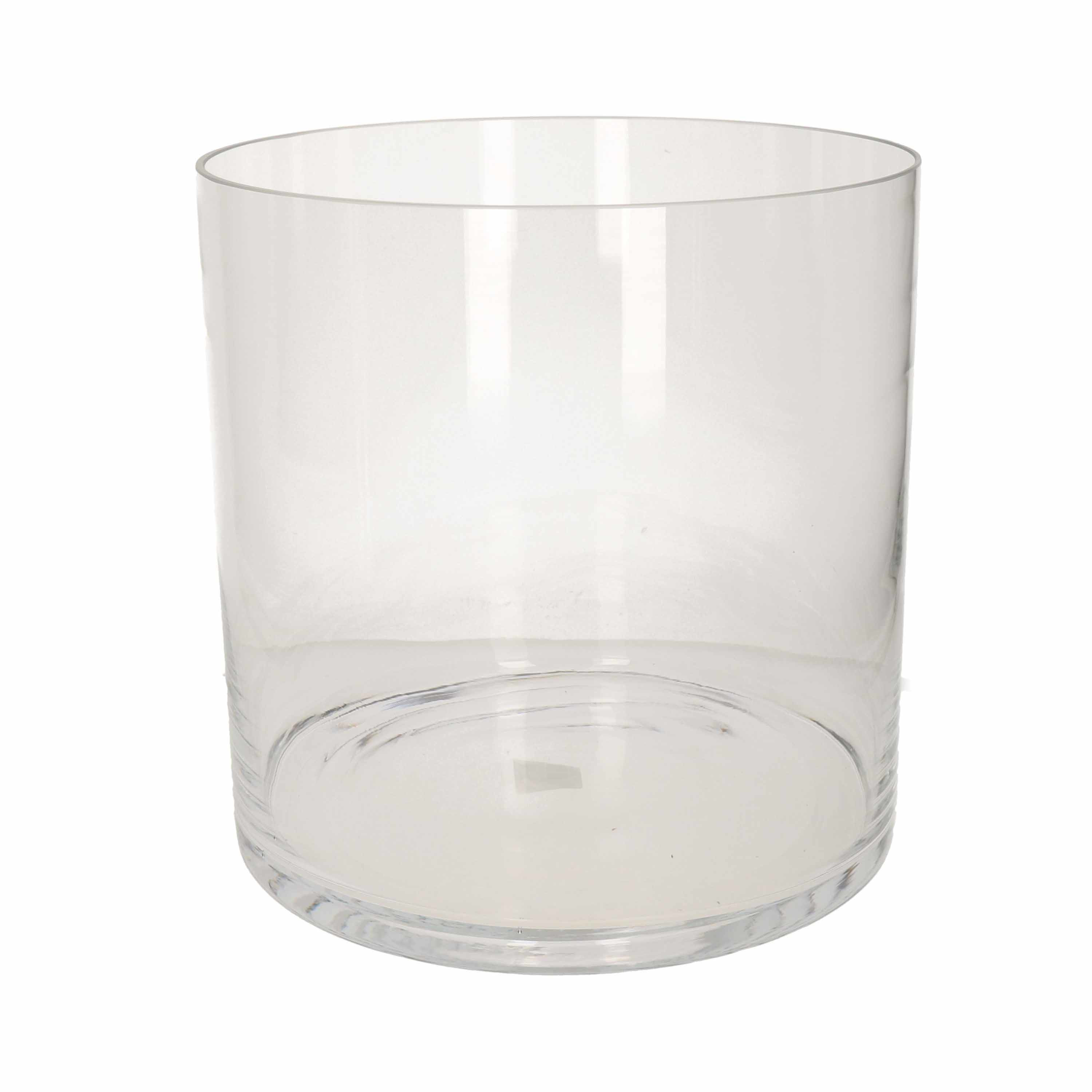 Glazen bloemen cylinder vaas-vazen 30 x 30 cm transparant