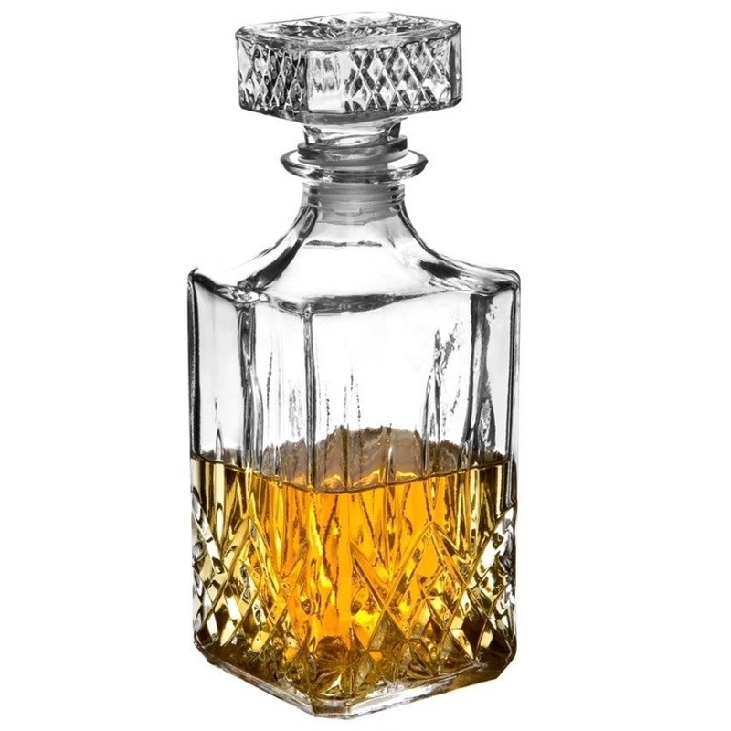 Glazen decoratie fles-karaf 800 ml-9 x 23,5 cm voor water of likeuren