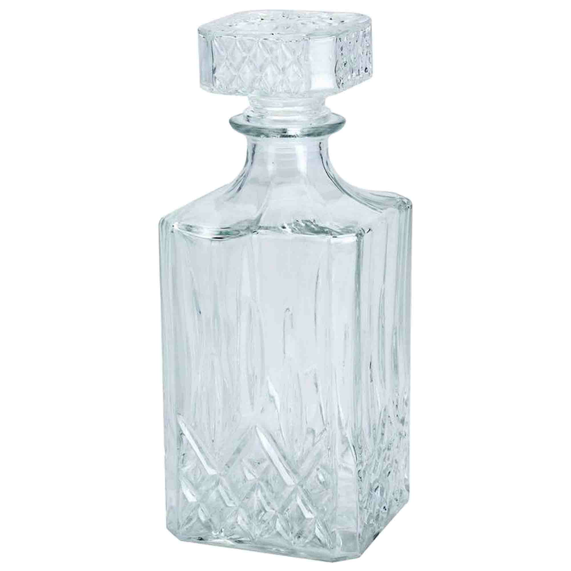 Glazen decoratie fles-karaf 900 ml-9 x 23 cm voor water of likeuren