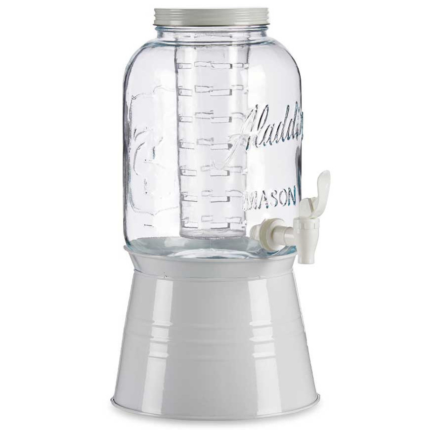 Glazen drankdispenser-limonadetap op voet met witte kleur dop-voet-tap 3.8 liter