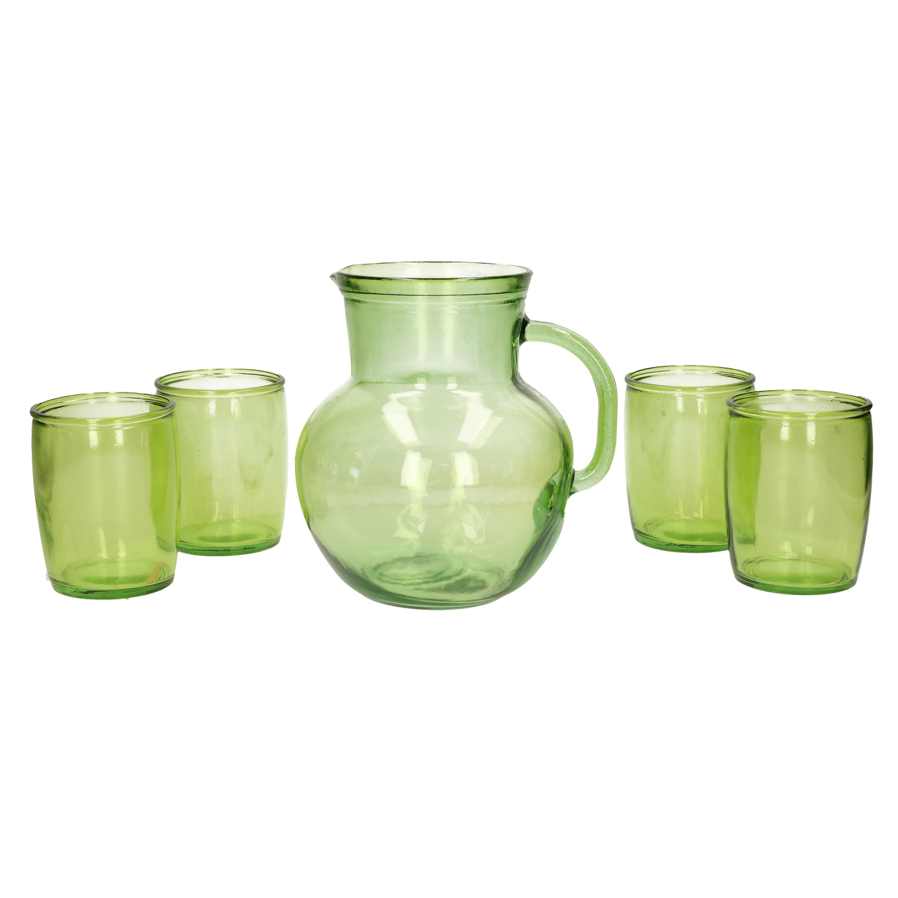 Glazen drink set groen met schenkkan en 4 glazen