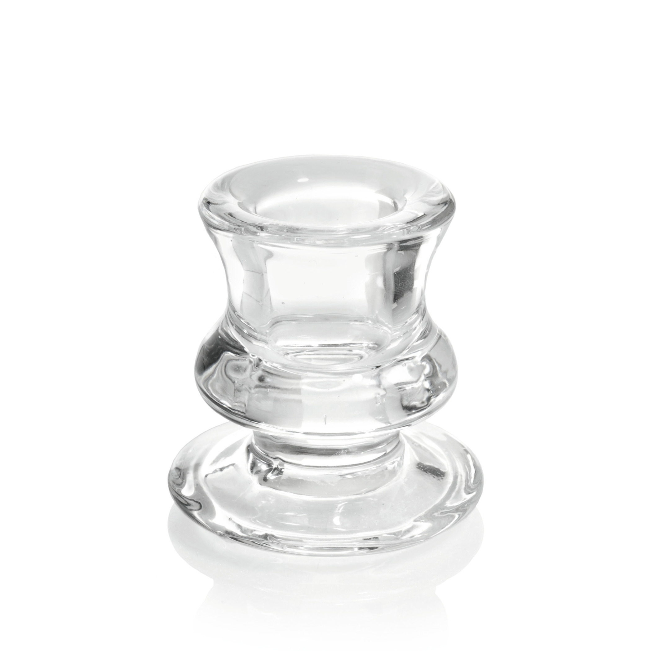 Glazen transparante kandelaar-kaarsenhouder voor dinerkaarsen 6 cm
