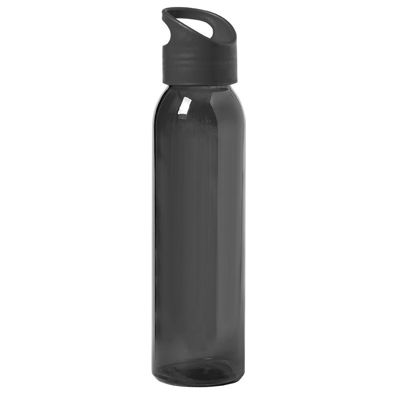 Glazen waterfles-drinkfles zwart transparant met schroefdop met handvat 470 ml