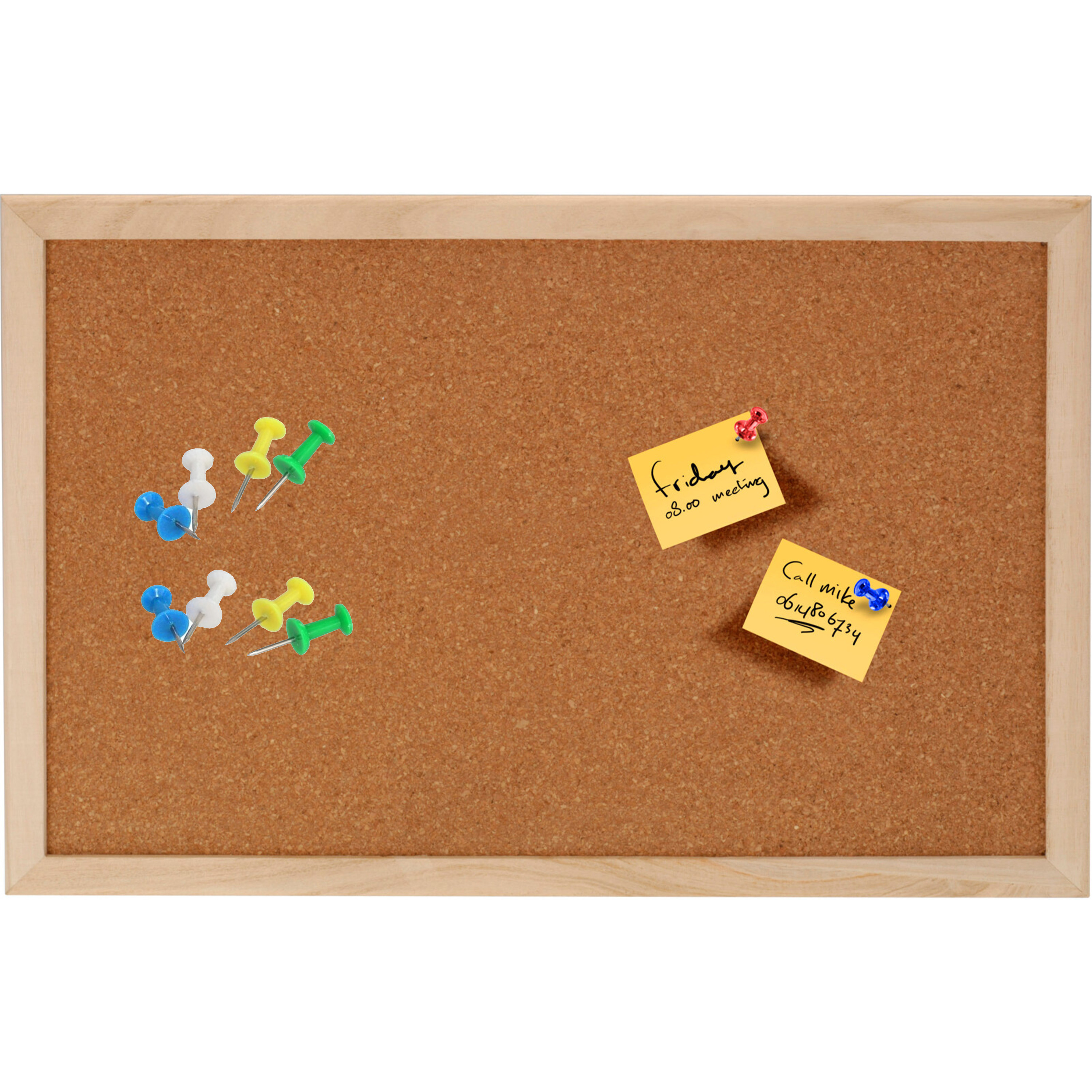 Glorex hobby Prikbord met 40x punaises gekleurd 30 x 45 cm kurk voor keuken-kantoor-kamer