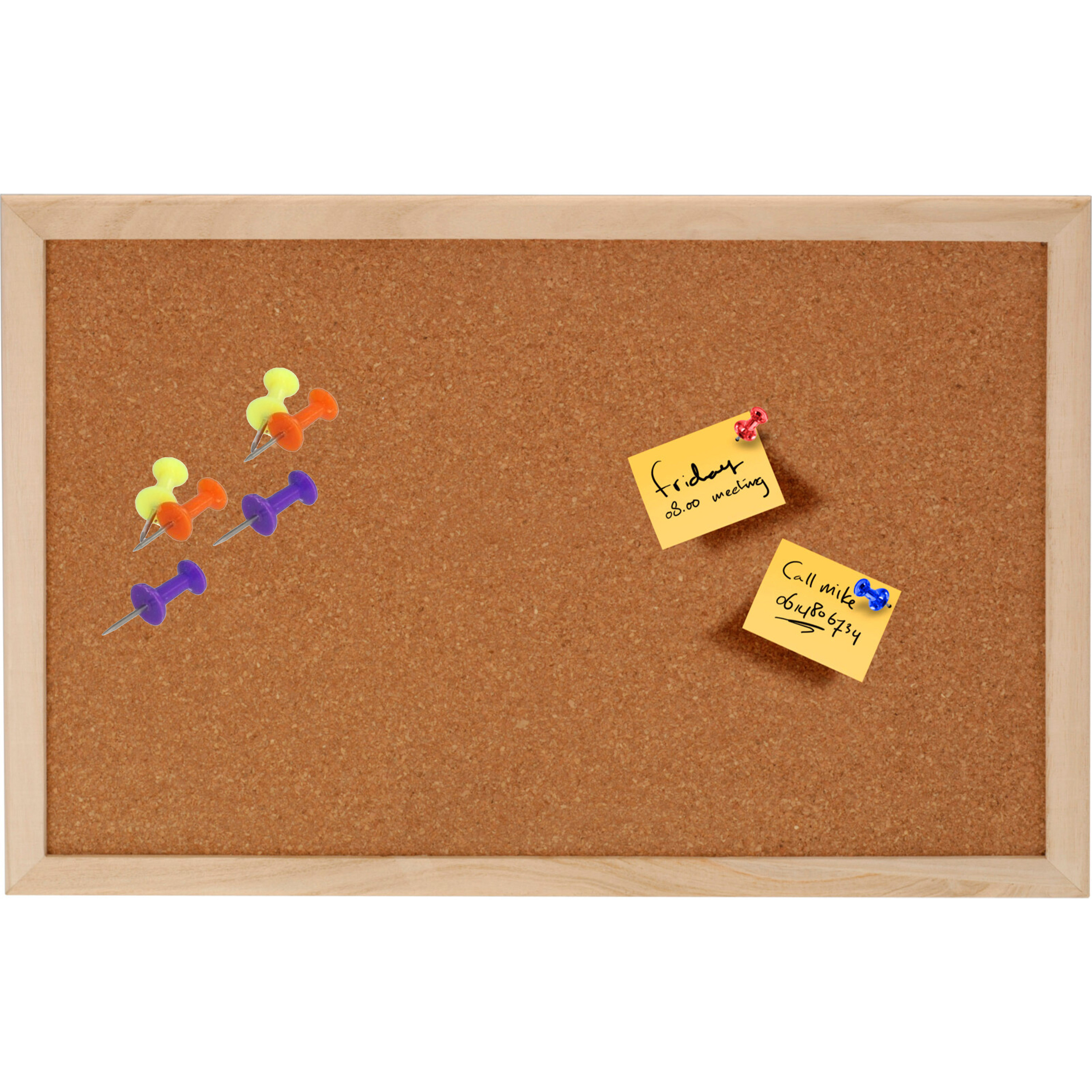 Glorex hobby Prikbord met 40x punaises gekleurd 30 x 45 cm kurk voor keuken-kantoor-kamer