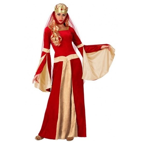 Goedkope middeleeuwse koningin verkleed jurk voor dames