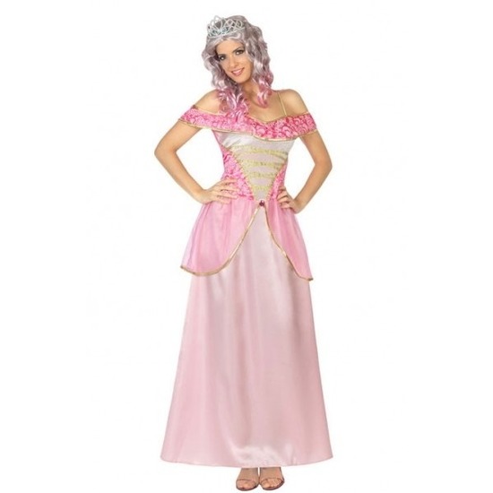 Goedkope roze prinsessen verkleed jurk voor dames