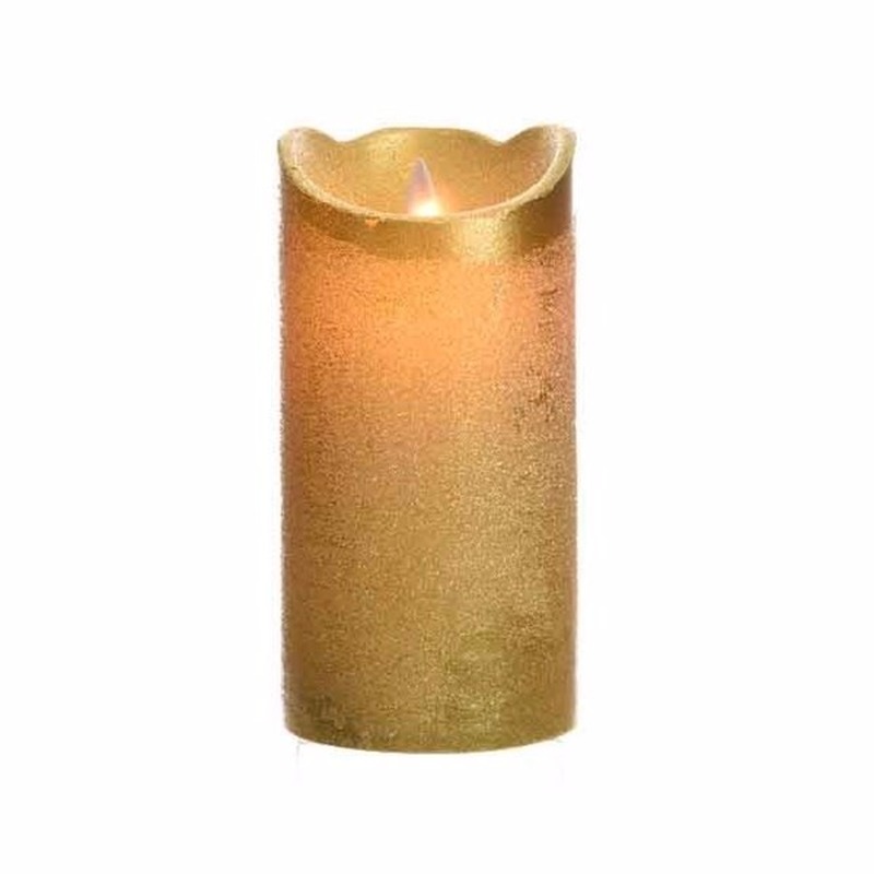 Gouden nep kaars met led-licht 15 cm