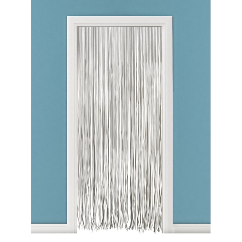 Grijs anti insecten gordijn 90 x 220 cm kunststof-plastic PVC spaghetti