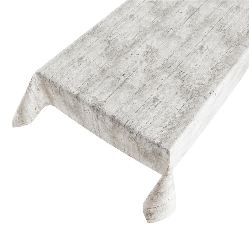 Grijze tafelkleden-tafelzeilen steigerhout print 140 x 245 cm rechthoekig