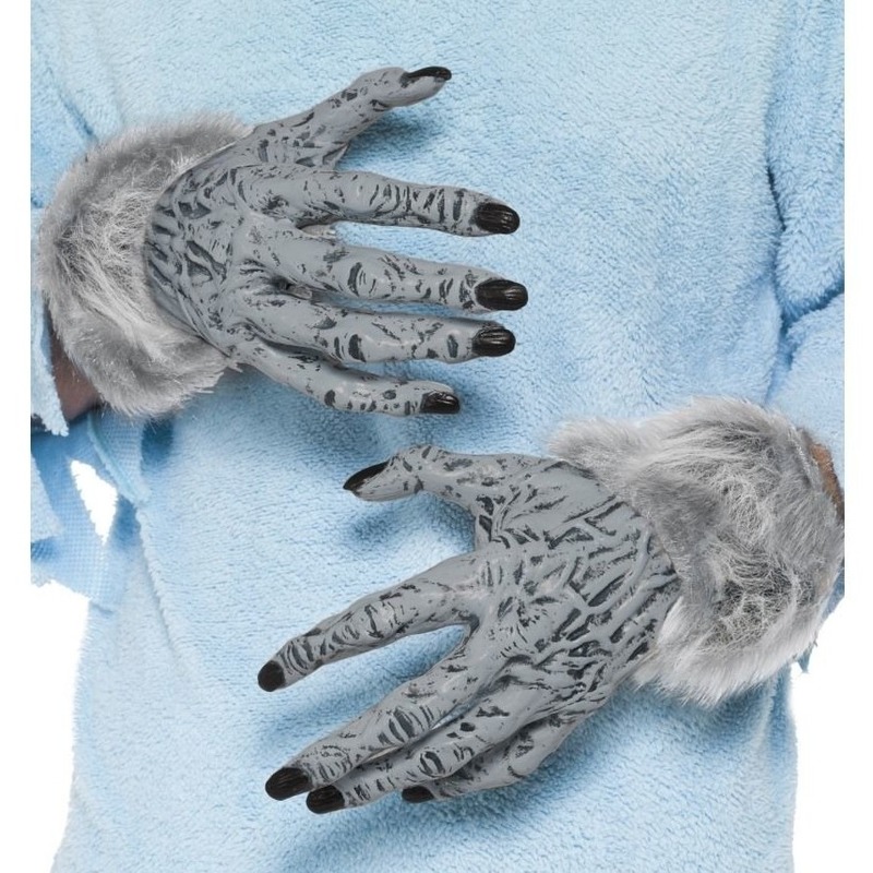 Grijze weerwolven handschoenen voor volwassenen