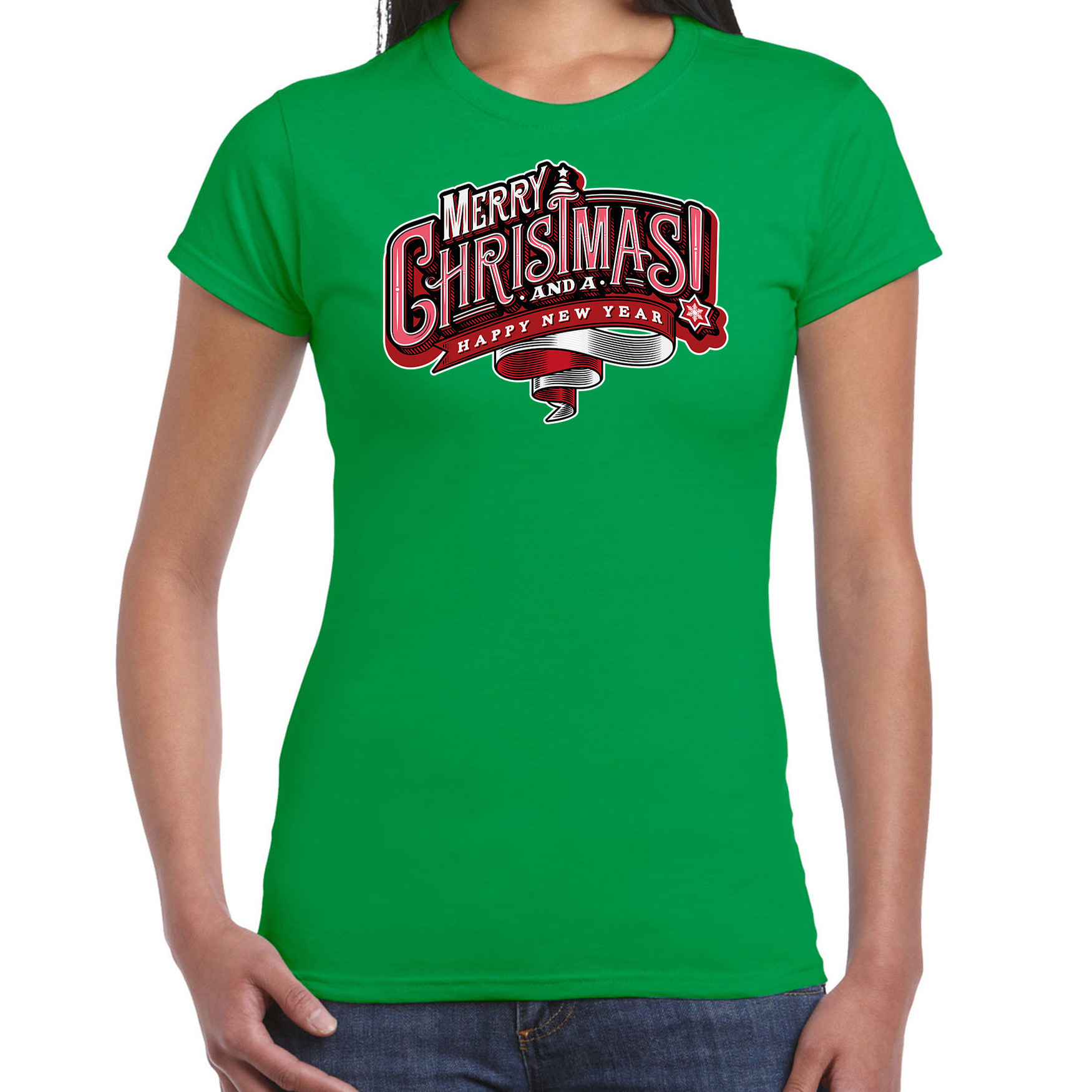 Groen Kerstshirt-Kerstkleding Merry Christmas voor dames