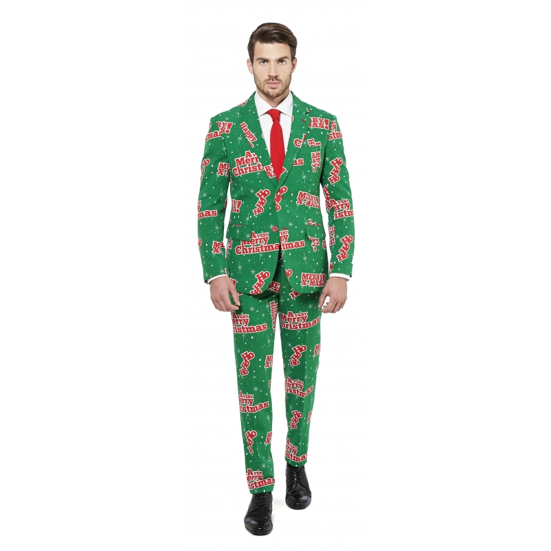 Groene business suit met kerst thema