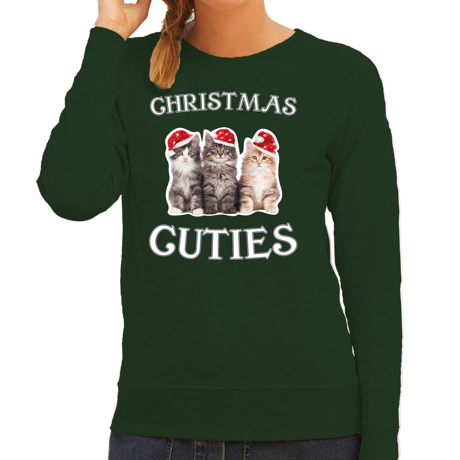 Groene Kersttrui-Kerstkleding Christmas cuties voor dames