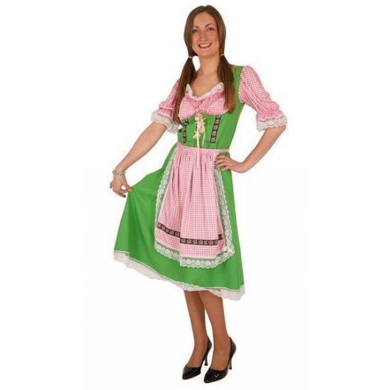 Groene-roze bierfeest-oktoberfest halflang jurkje verkleedkleding voor dames