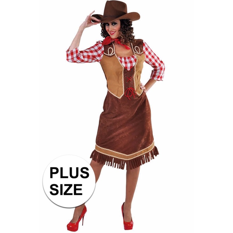 Grote maten cowboy jurk met geruite blouse voor dames kopen